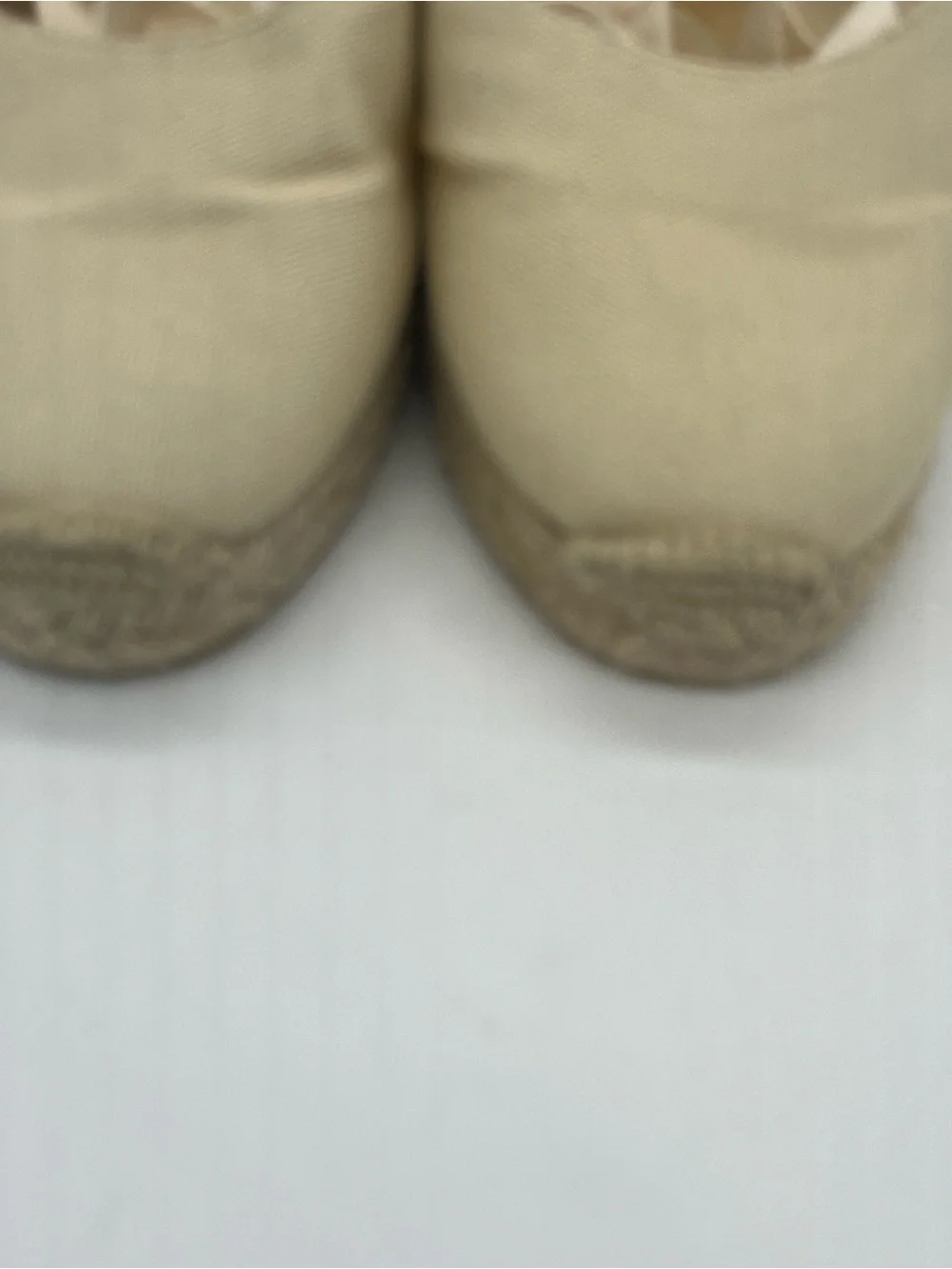 Castaner Cream Canvas Espadrille Wedge Sandals with Ankle Ties